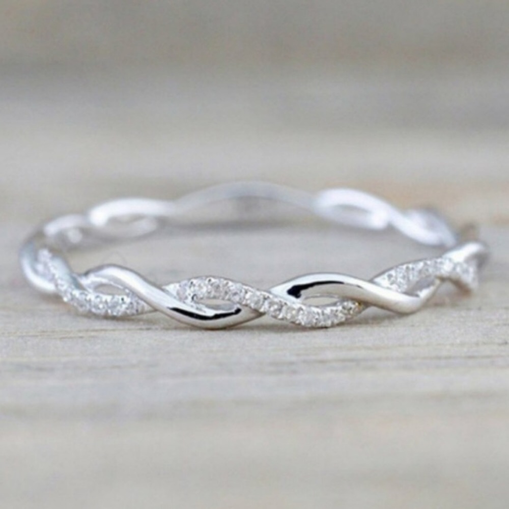New Sterling Silver Twisted Eternity Band Ring